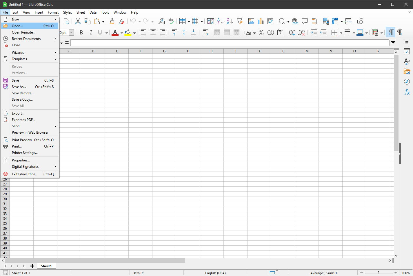 LibreOffice Calc 'Import Data' dialog with 'Only Create Connection' and 'Add this data to the Data Model' selected.